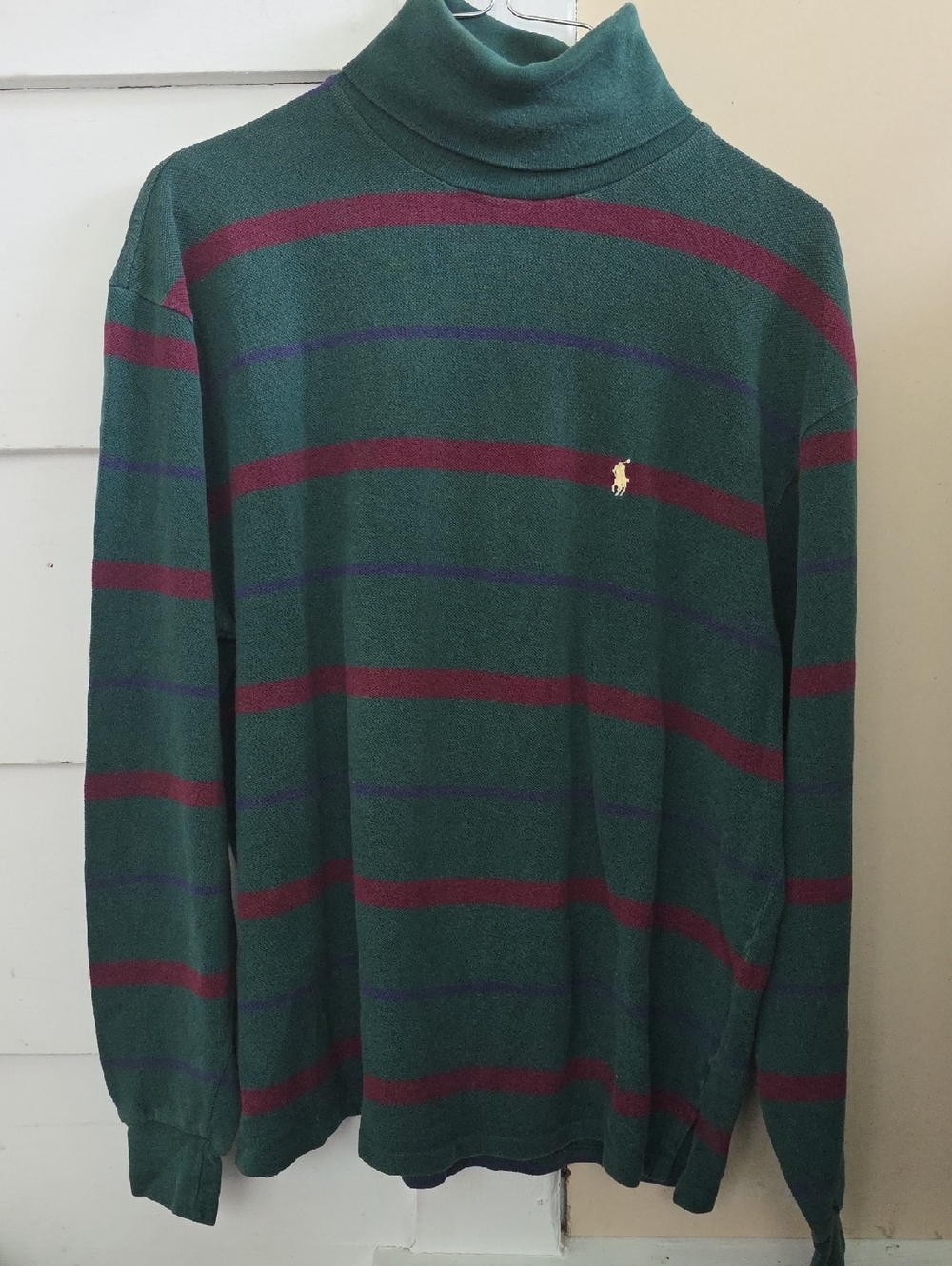 Ralph Lauren Forest Green Polo Sweater with Burgundy Accents